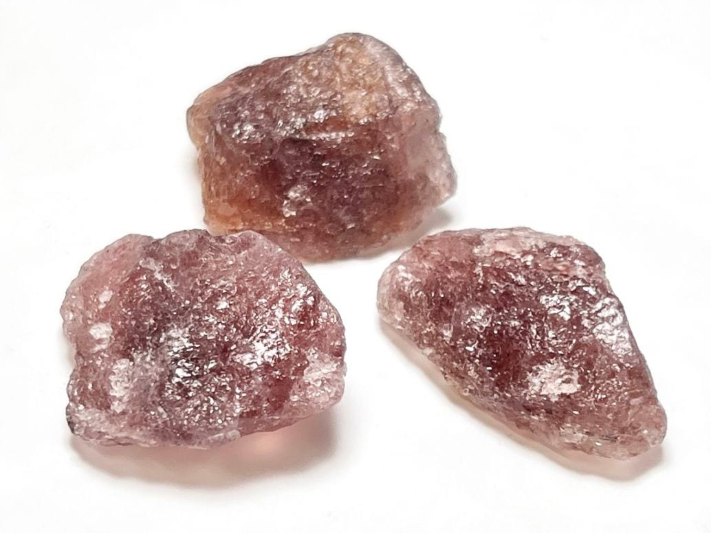 タンザニア産 チェリータンジュリンクォーツ ラフ 3個セット ( ピンクマイカinクォーツ )/ Cherry Tanzurine Quartz
