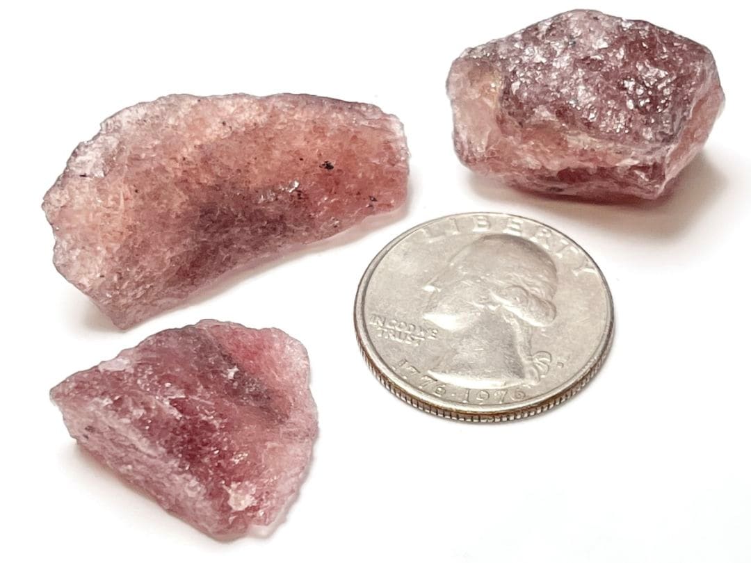 タンザニア産 チェリータンジュリンクォーツ ラフ 3個セット ( ピンクマイカinクォーツ )/ Cherry Tanzurine Quartz