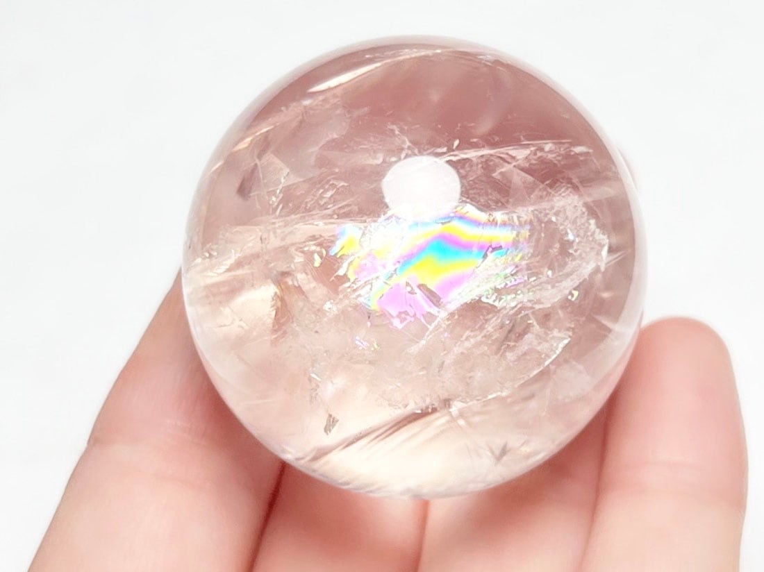大玉　アイリス　ローズクウォーツ　19mm 内径17cm ヒカル アイリスクォーツ (レインボークォーツ) 40mm 丸玉 / Iris Quartz