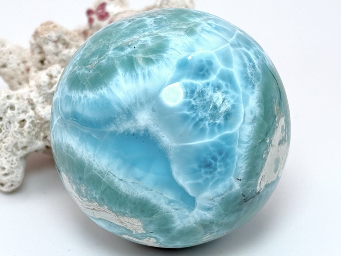 ドミニカ共和国産 ラリマー 49mm 丸玉 / Larimar ( ソーダ珪灰石 / ブルーペクトライト )