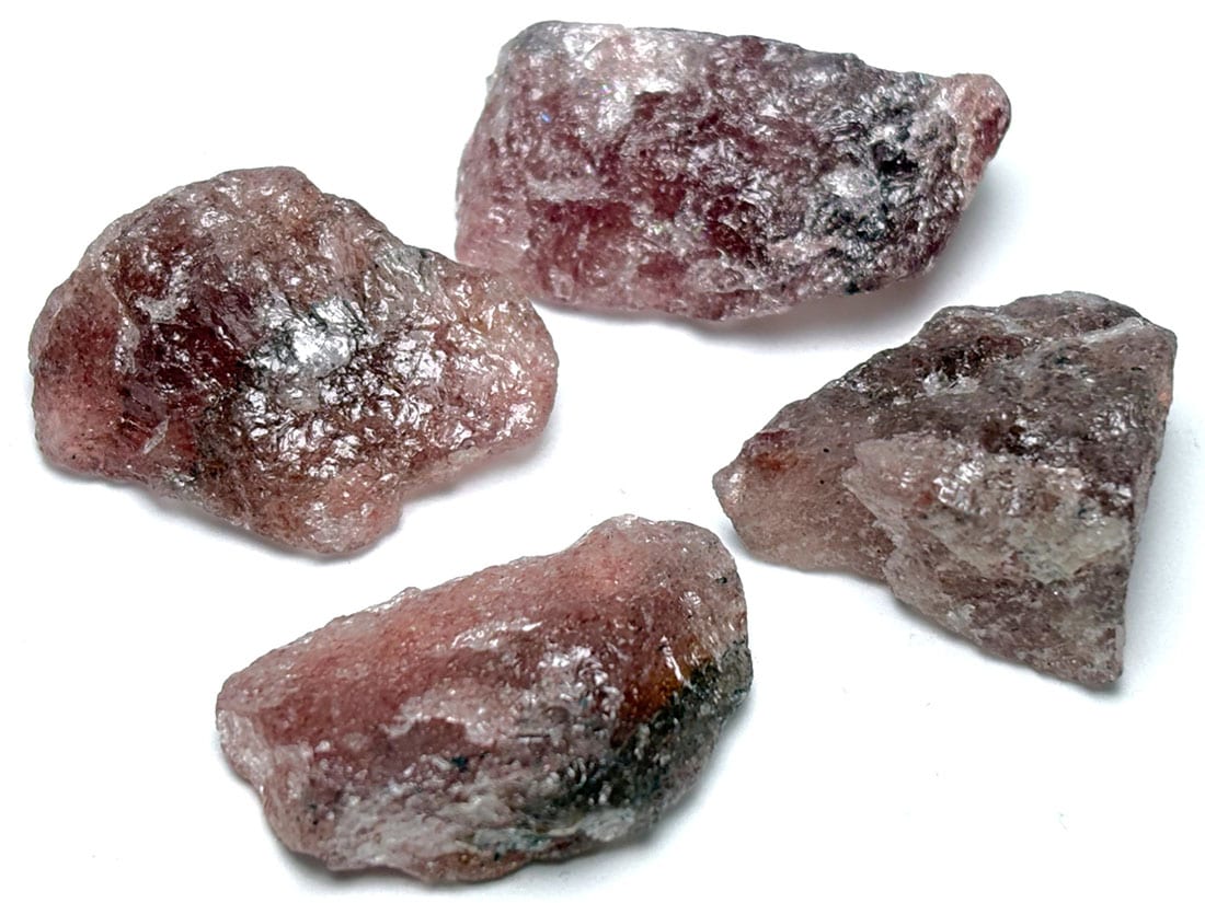 タンザニア産 チェリー タンジュリンクォーツ ラフ 4個セット (ピンクマイカinクォーツ) /Cherry Tanzurine Quartz