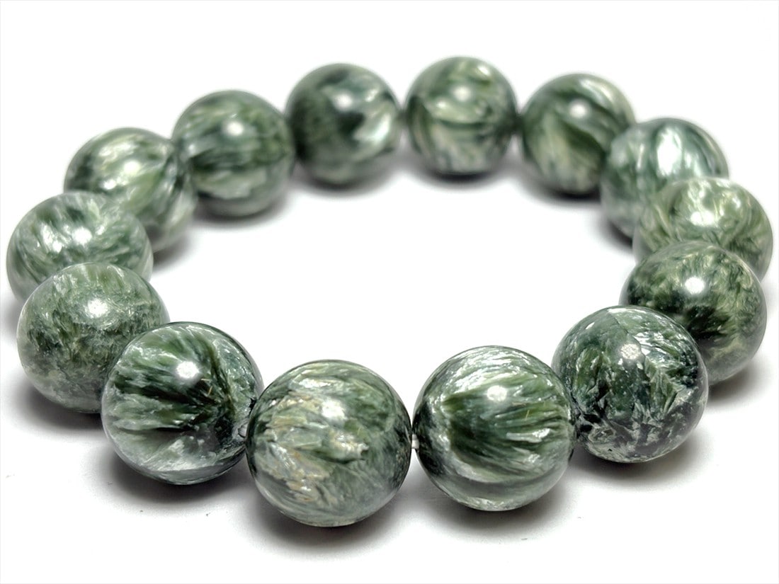 セラフィナイト 14mmブレスレット( 斜緑泥石 )/ Seraphinite