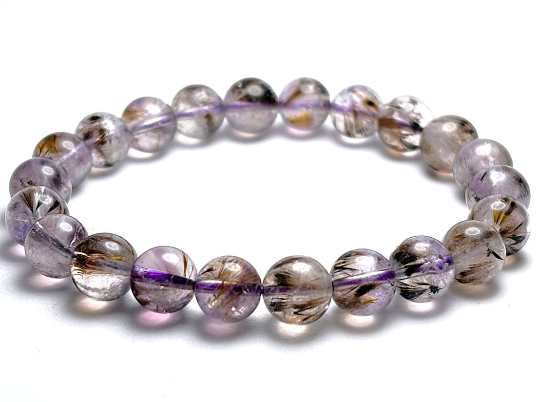 カコクセナイトinアメジスト  8mmブレスレット  / Cacoxenite in Amethyst