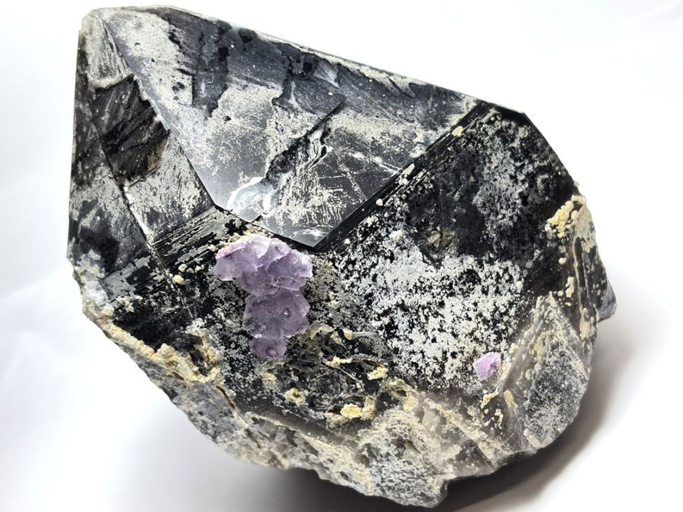 【レア】 内モンゴル産 黒水晶 ポイント (フローライト共生) / Morion with Fluorite