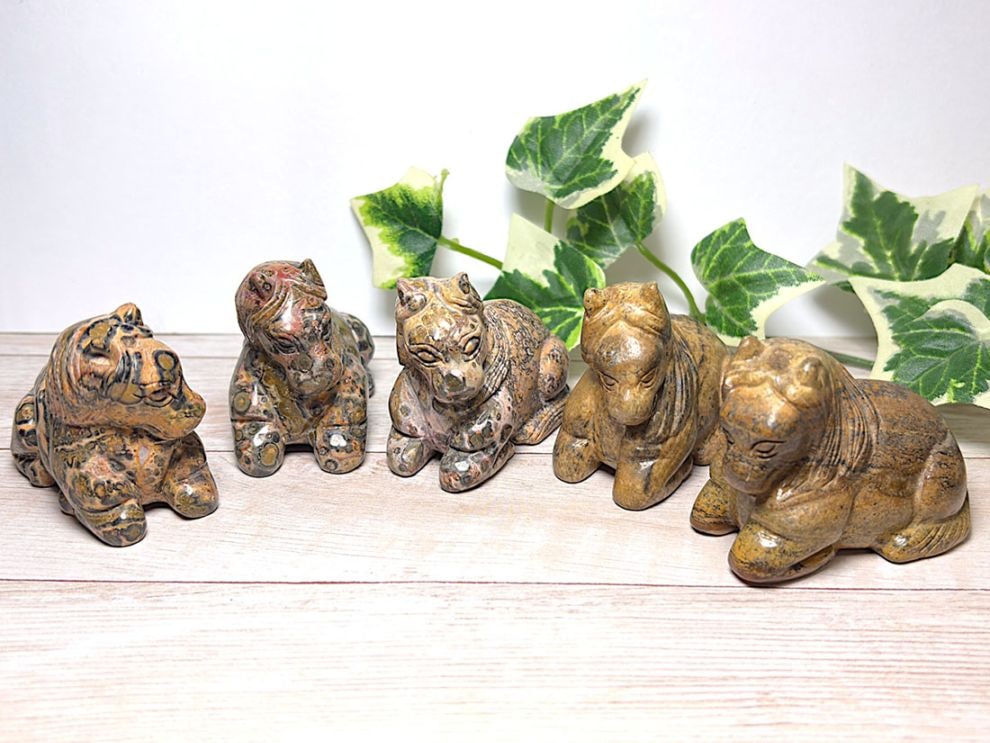 【2026年干支】馬彫刻 ジャスパー 5点セット ( レオパードスキンジャスパー / ピクチャージャスパー )