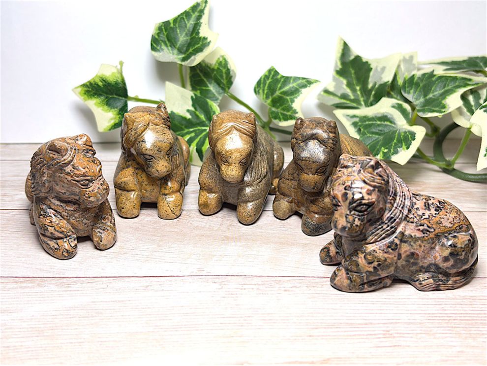 【2026年干支】馬彫刻 ジャスパー 5点セット ( レオパードスキンジャスパー / ピクチャージャスパー )