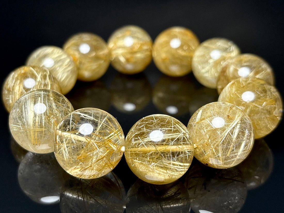 【高品質】 ルチルクォーツ 19mm ブレスレット / Rutilated Quartz