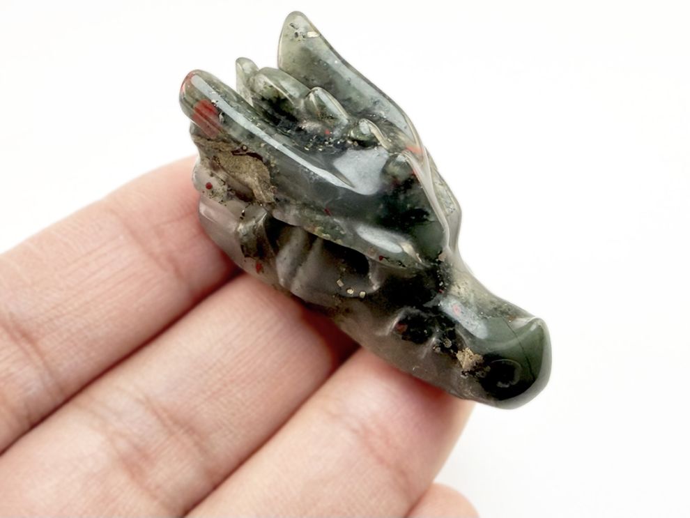 ブラッドストーン 龍 ミニ彫刻