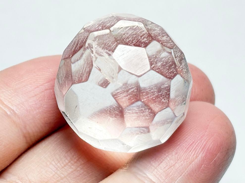水晶 ミラーボール型 彫刻