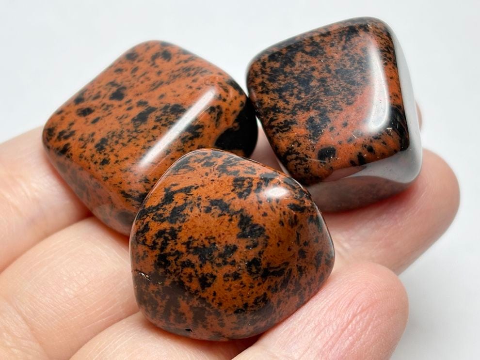 メキシコ産 マホガニーオブシディアン タンブル 3個セット / Mahogany Obsidian
