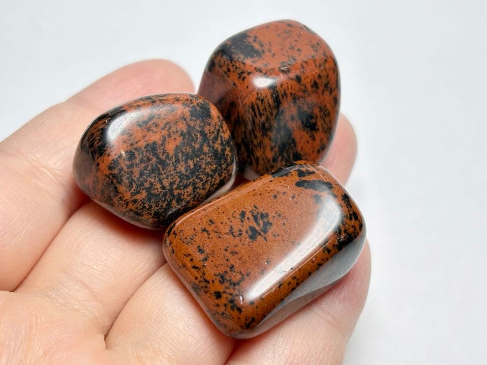 メキシコ産 マホガニーオブシディアン タンブル 3個セット / Mahogany Obsidian