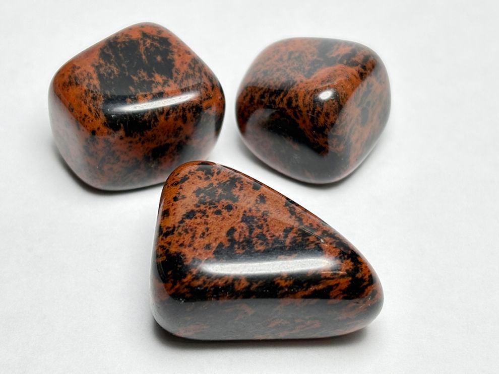 メキシコ産 マホガニーオブシディアン タンブル 3個セット / Mahogany Obsidian