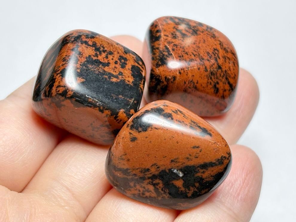 メキシコ産 マホガニーオブシディアン タンブル 3個セット / Mahogany Obsidian