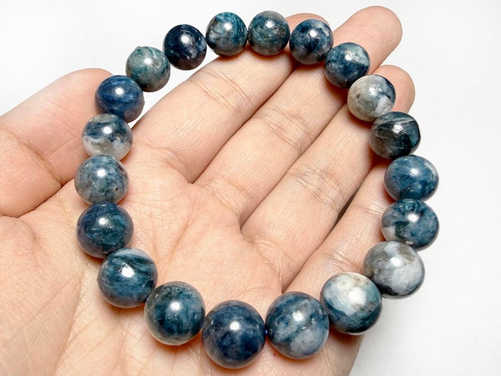 【希少石】 ロシア産 シベリアンブルージェイド (ダイアナイト) 10mm ブレスレット / Siberian Blue Jade