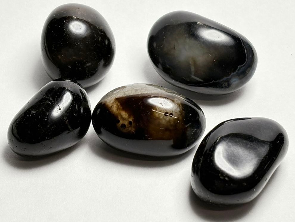 ブラックアゲート ( オニキス ) タンブル 5個セット /Black Agate 