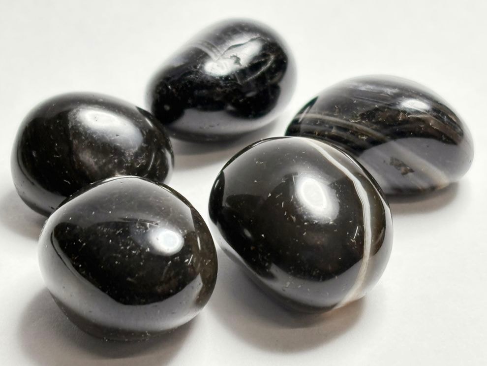 ブラックアゲート ( オニキス ) タンブル 5個セット /Black Agate 