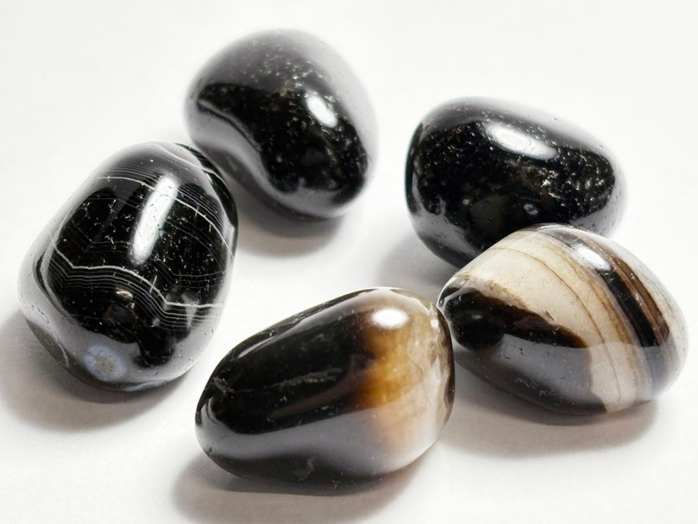 ブラックアゲート ( オニキス ) タンブル 5個セット /Black Agate 