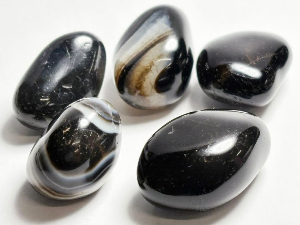 ブラックアゲート ( オニキス ) タンブル 5個セット /Black Agate 