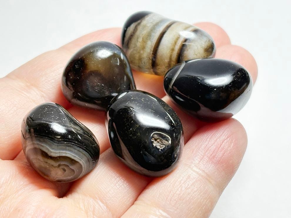 ブラックアゲート ( オニキス ) タンブル 5個セット /Black Agate 