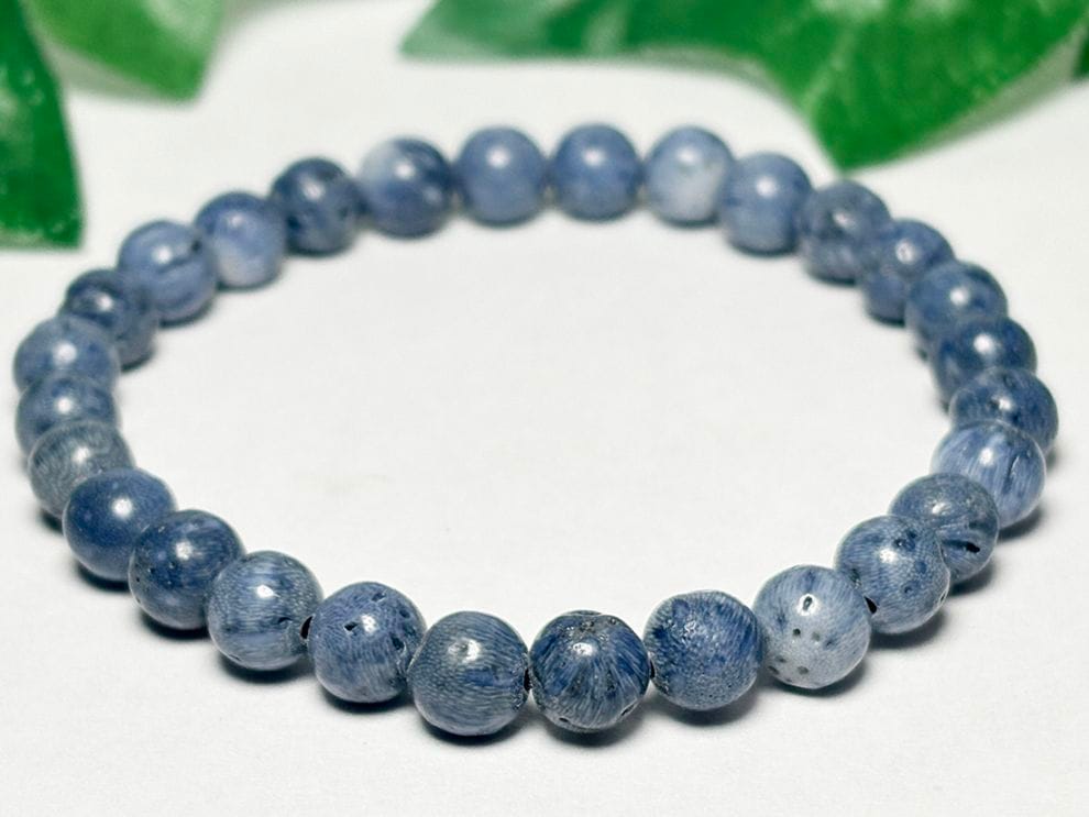 【レア】 インドネシア産 ブルーコーラル  ブレスレット 6mm / Blue Coral