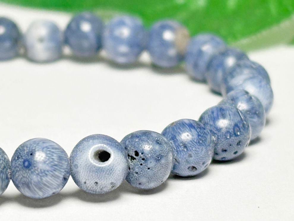 【レア】 インドネシア産 ブルーコーラル  ブレスレット 6mm / Blue Coral