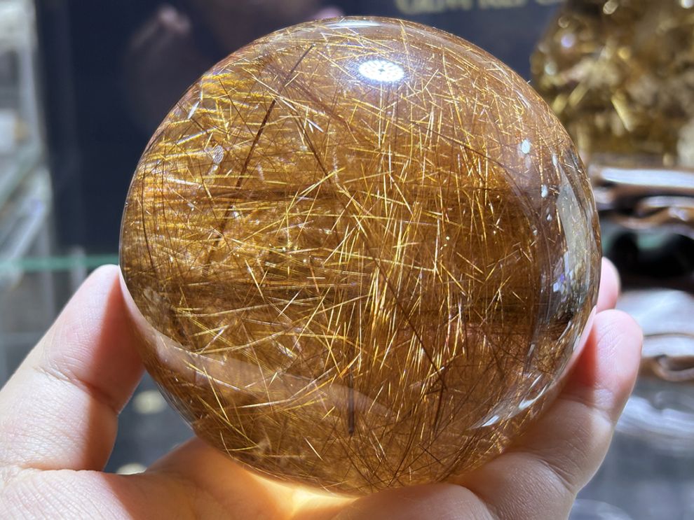 ブラジル産 ルチルクォーツ 80mm 丸玉  / Rutilated Quartz