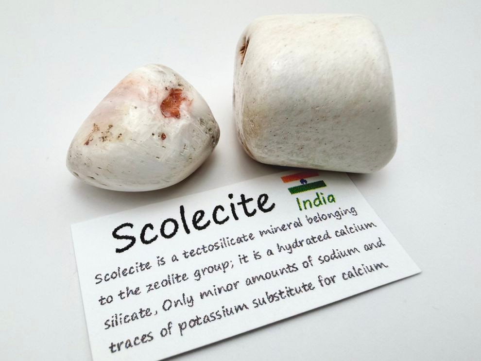 インド産 スコレサイト タンブル 2個セット / Scolecite 