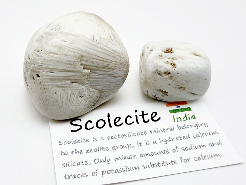 インド産 スコレサイト タンブル 2個セット / Scolecite 
