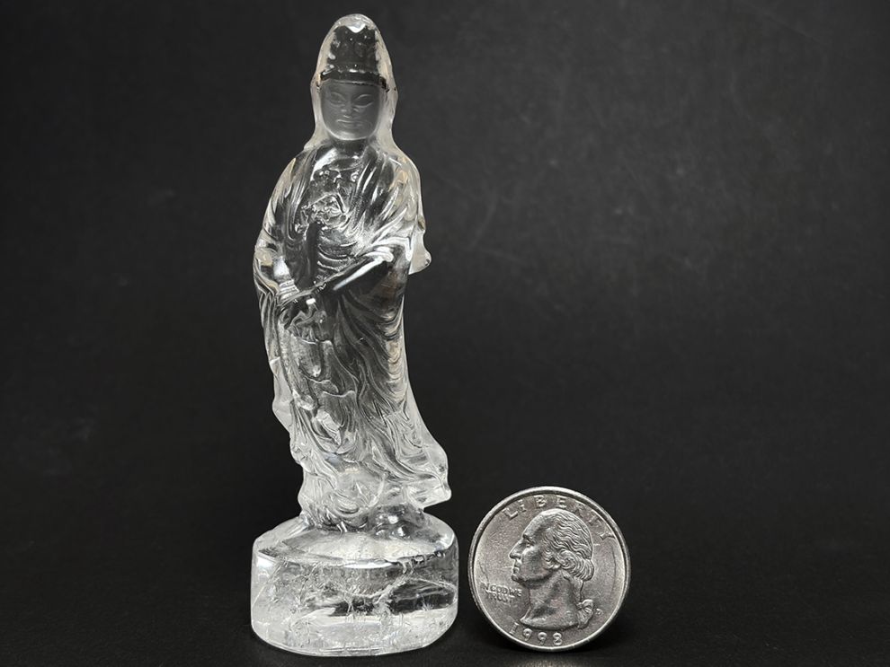 天然水晶 観音様 彫刻