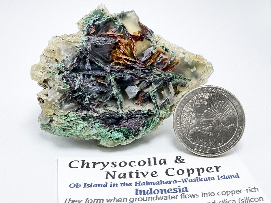 インドネシア・オブ島産 クリソコラ & ネイティブカッパー / Chrysocolla & Copper