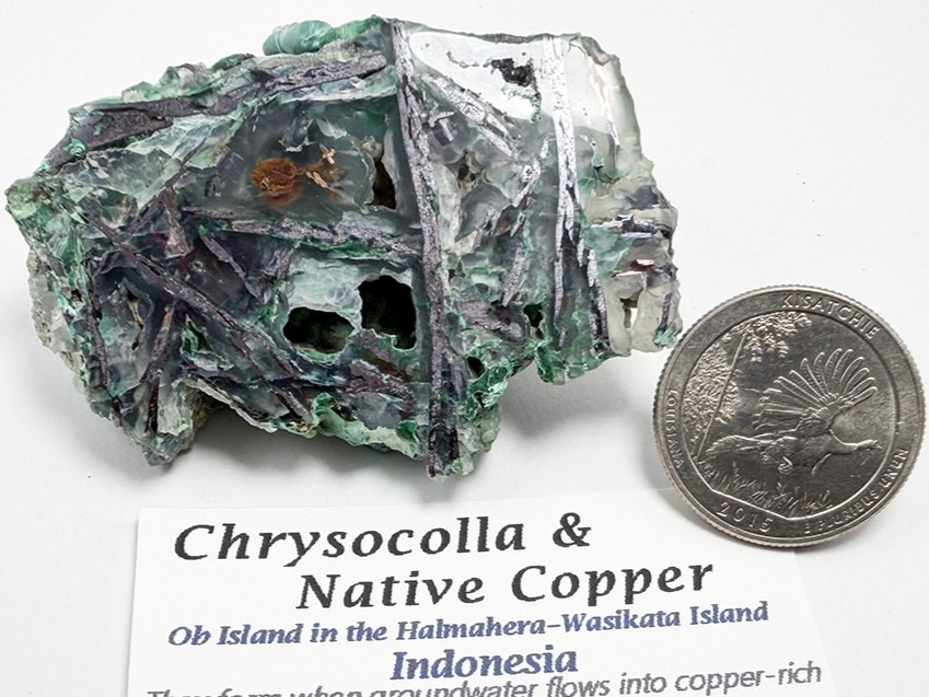 インドネシア・オブ島産 クリソコラ & ネイティブカッパー / Chrysocolla & Copper