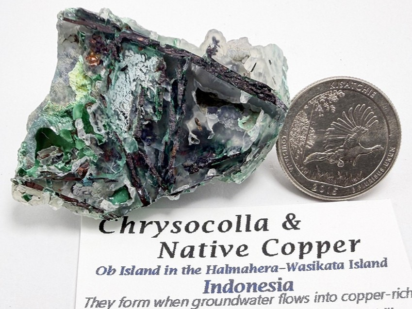 インドネシア・オブ島産 クリソコラ & ネイティブカッパー / Chrysocolla & Copper