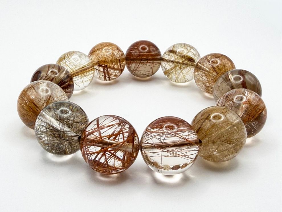 【高品質】 ルチルクォーツ 17mm ブレスレット / Rutilated Quartz