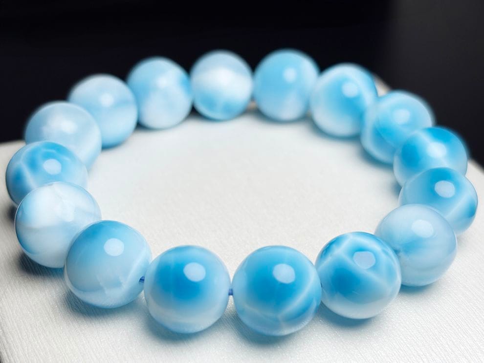 【最高品質】ドミニカ共和国産 ラリマー 12mm ブレスレット / Larimar