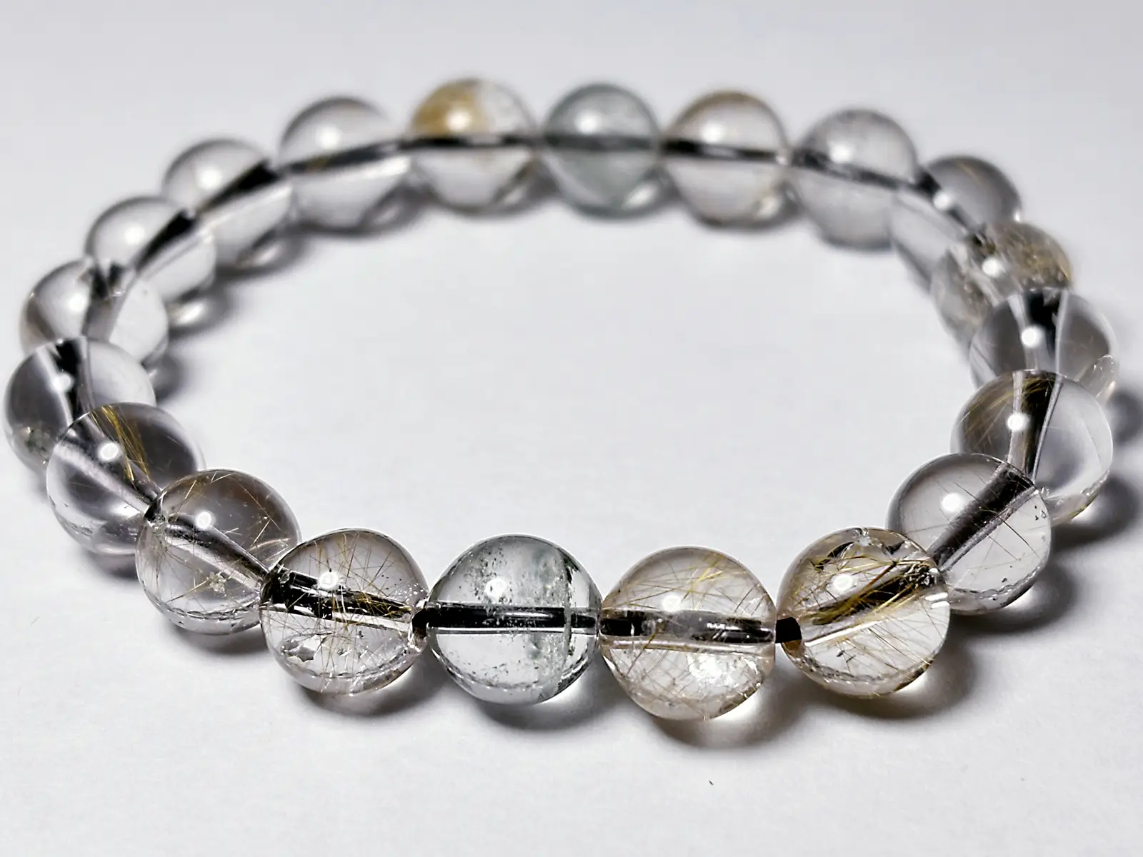 マニハール産ガーデンルチルクォーツ ブレスレット/ Himalayan Garden Rutile Quartz