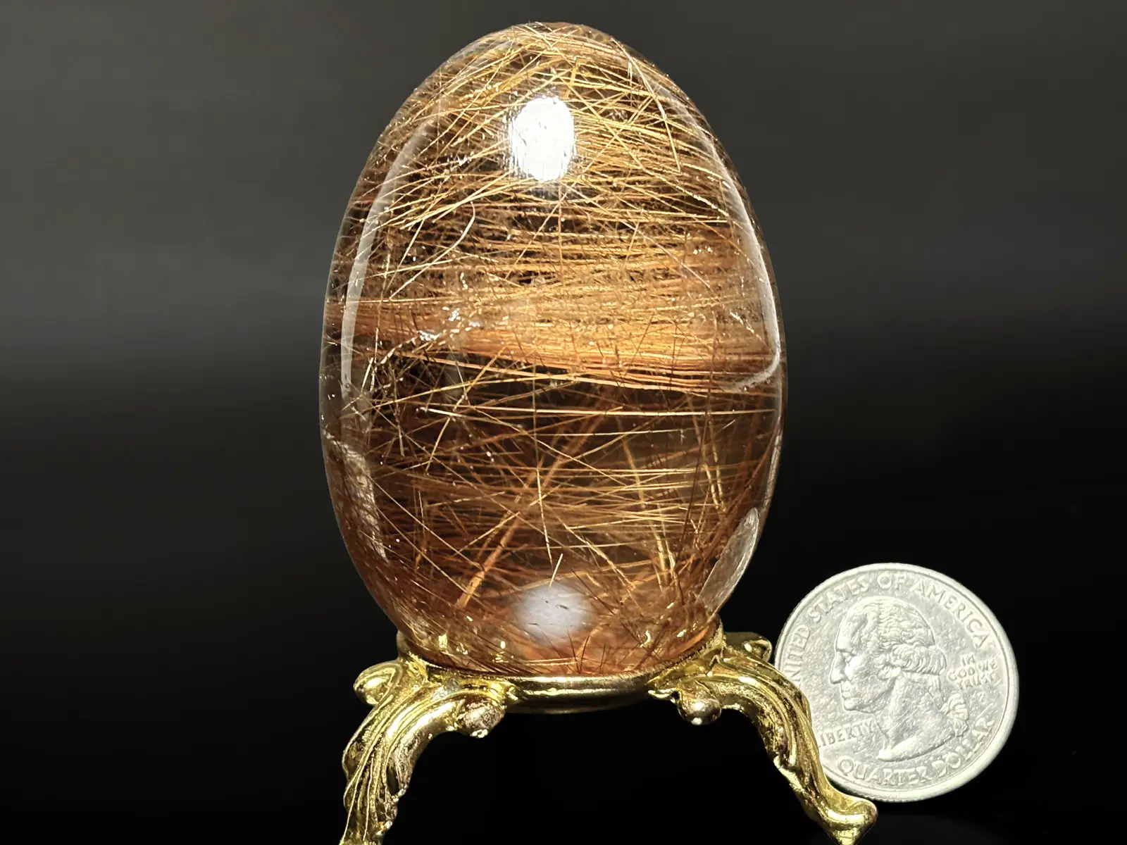 【高品質】ブラジル・バイーア州産 ルチルクォーツ エッグ / Rutilated Quartz Egg