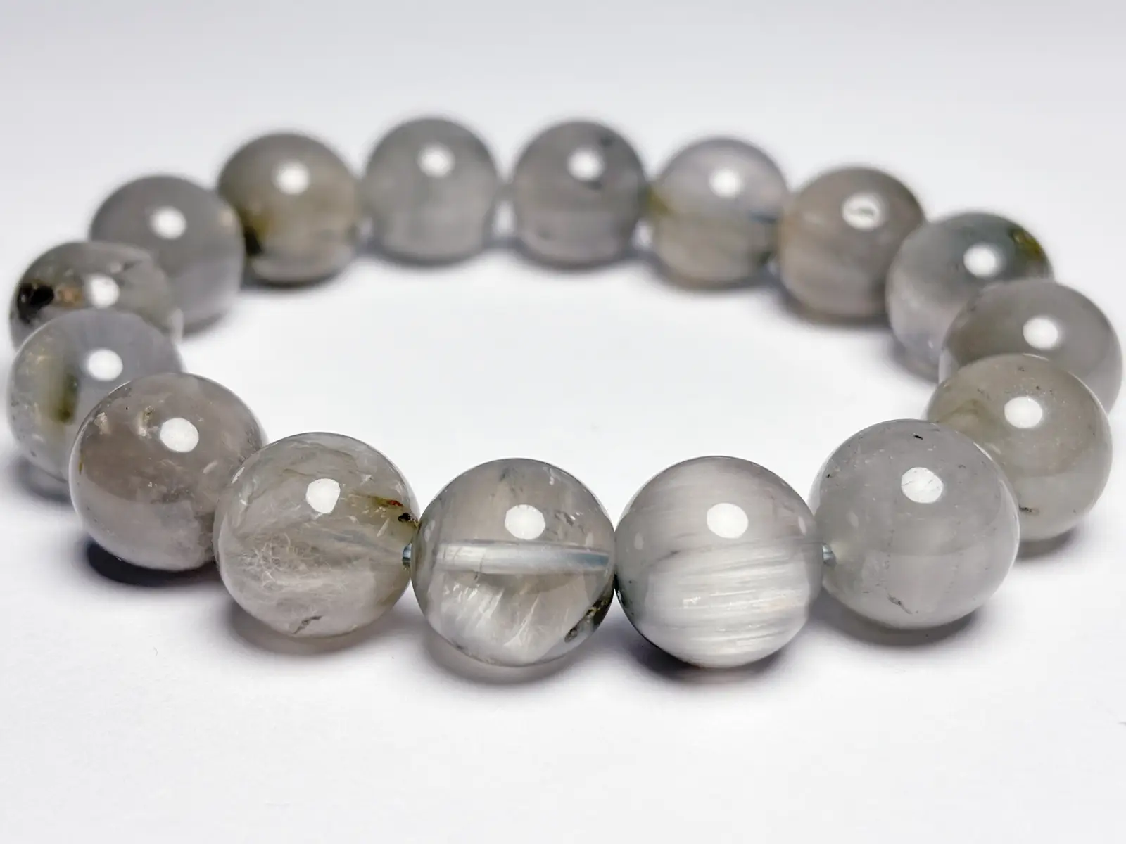 サゲニティッククォーツ(アンフィボールinクォーツ) 13mm ブレスレット / Sagenitic Quartz