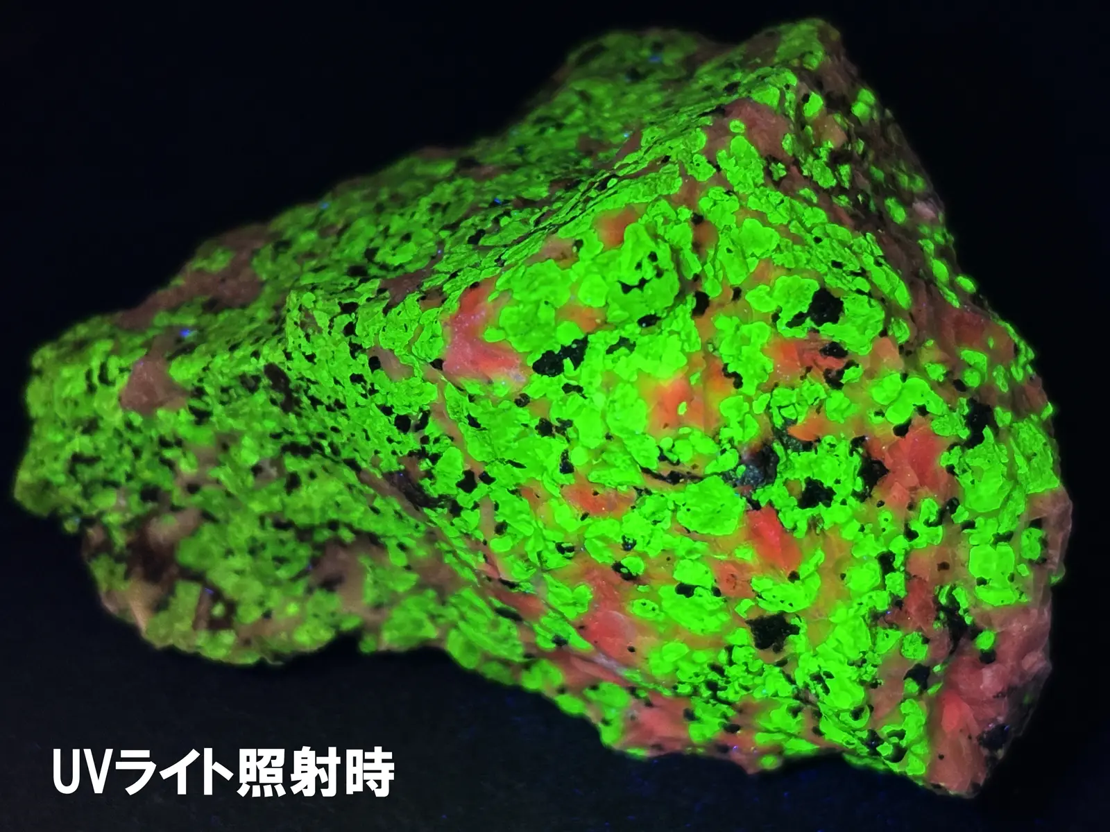 (蛍光) ニュージャージー州産 ウィレマイト with  ジンカイト・カルサイト  / Willemite with Zincite Calcite