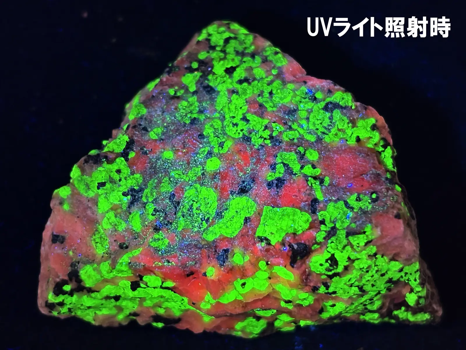(蛍光) ニュージャージー州産 ウィレマイト with  ジンカイト・カルサイト  / Willemite with Zincite Calcite