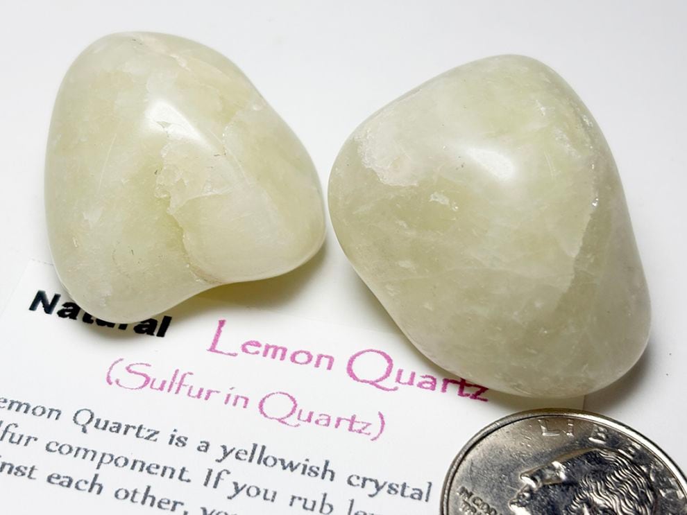 ブラジル産 レモンクォーツ タンブル 2個セット/ Sulfer in Quartz