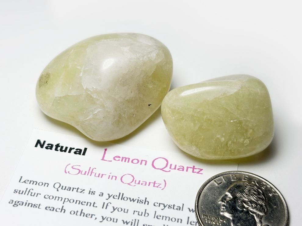 ブラジル産 レモンクォーツ タンブル 2個セット/ Sulfer in Quartz
