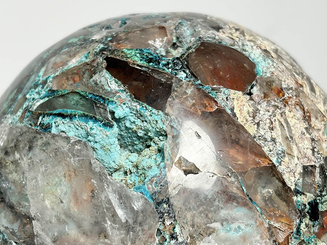 【美品】ペルー産クリソコラ丸玉 ペルー産 クリソコラ on クォーツ 101mm 丸玉 / Chrysocolla on Quartz