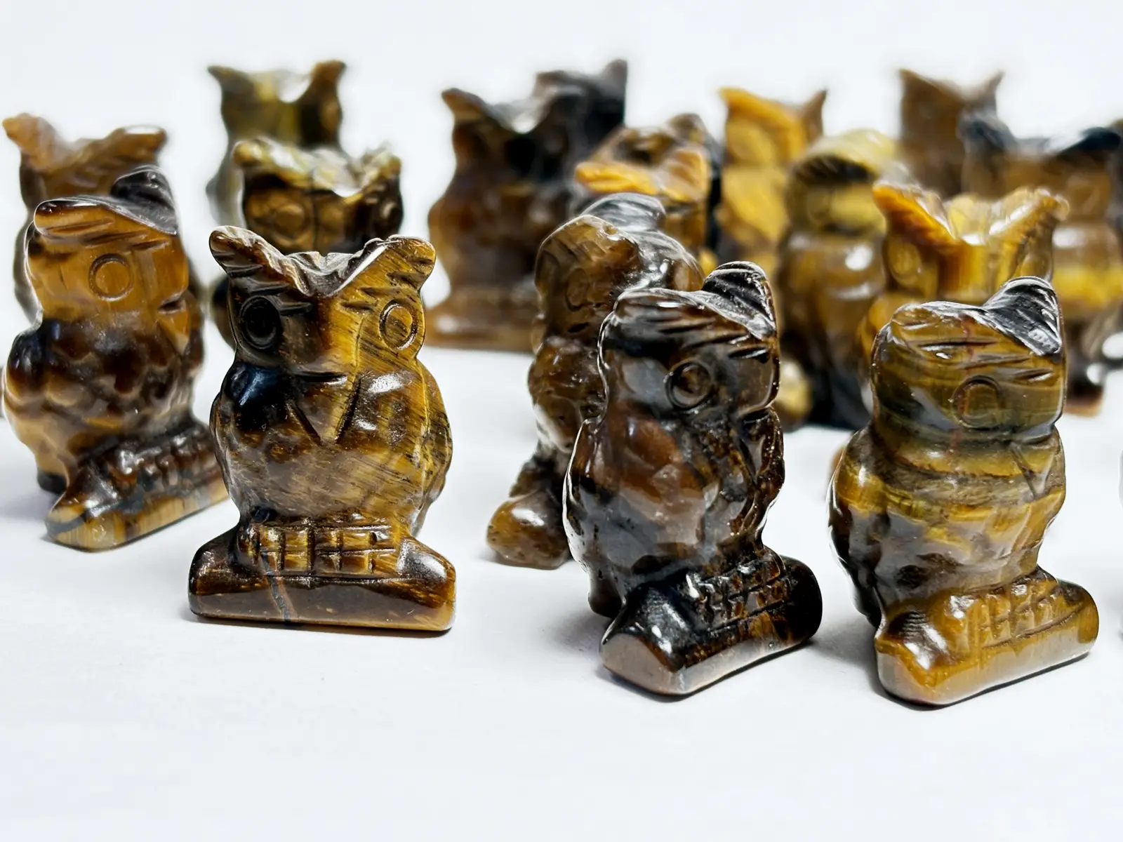 タイガーアイ フクロウ彫刻 アソート / Tiger's eye