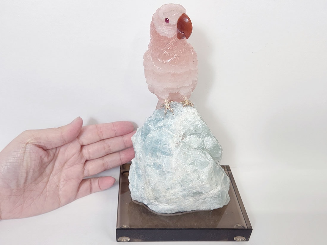 天然石　瑪瑙の立体細工手彫り 北海道産 花石瑪瑙原石磨き78g 天然石販売 名取貴石 天然石