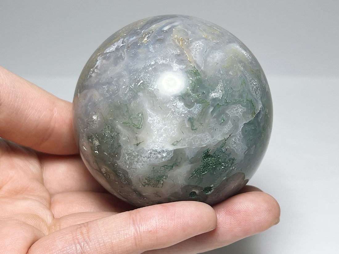 超希少】モスアゲート、水晶、共生彫刻