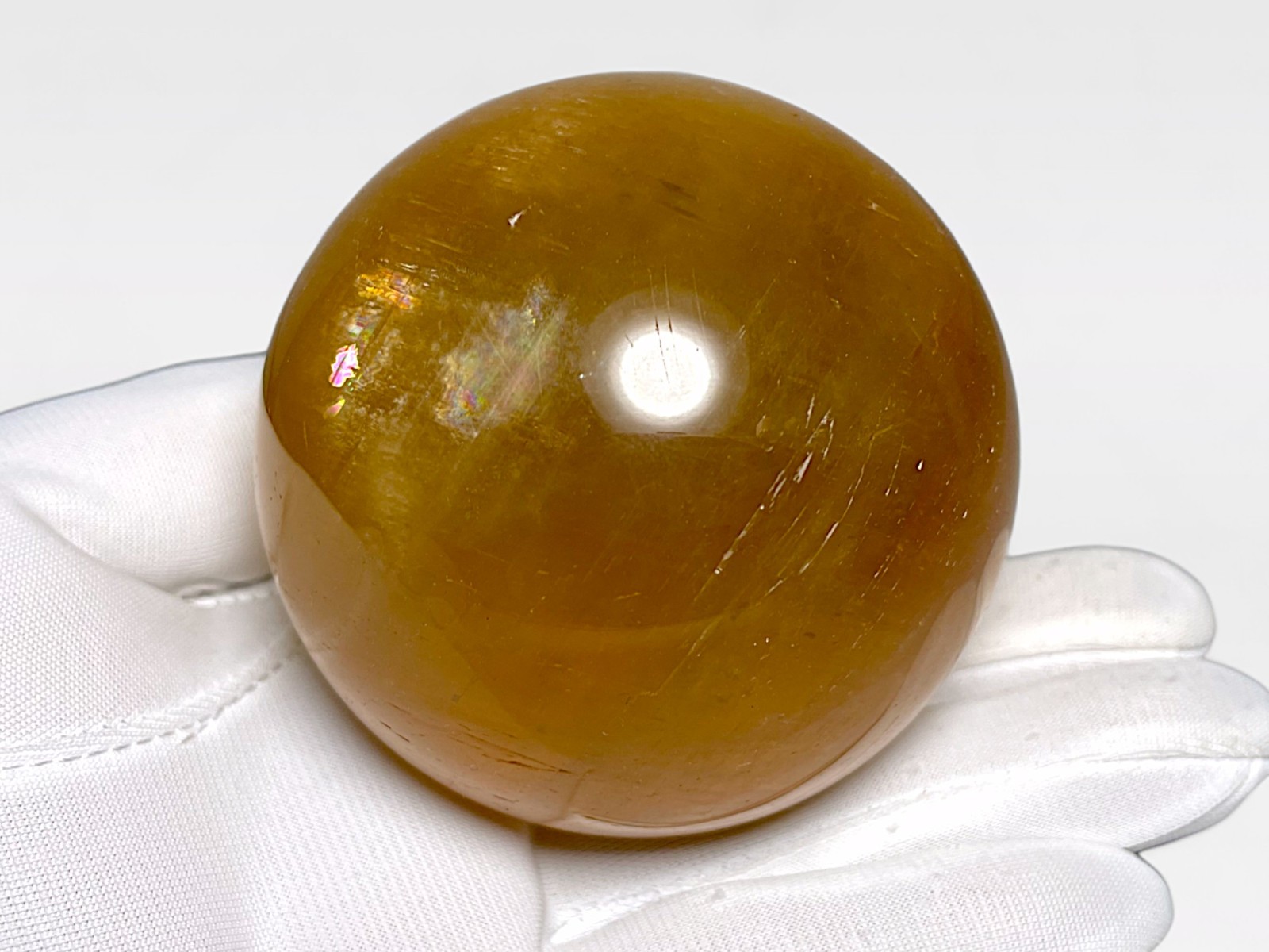 メキシコ産 ハニーカルサイト 直径68mm丸玉/ Honny Calcite