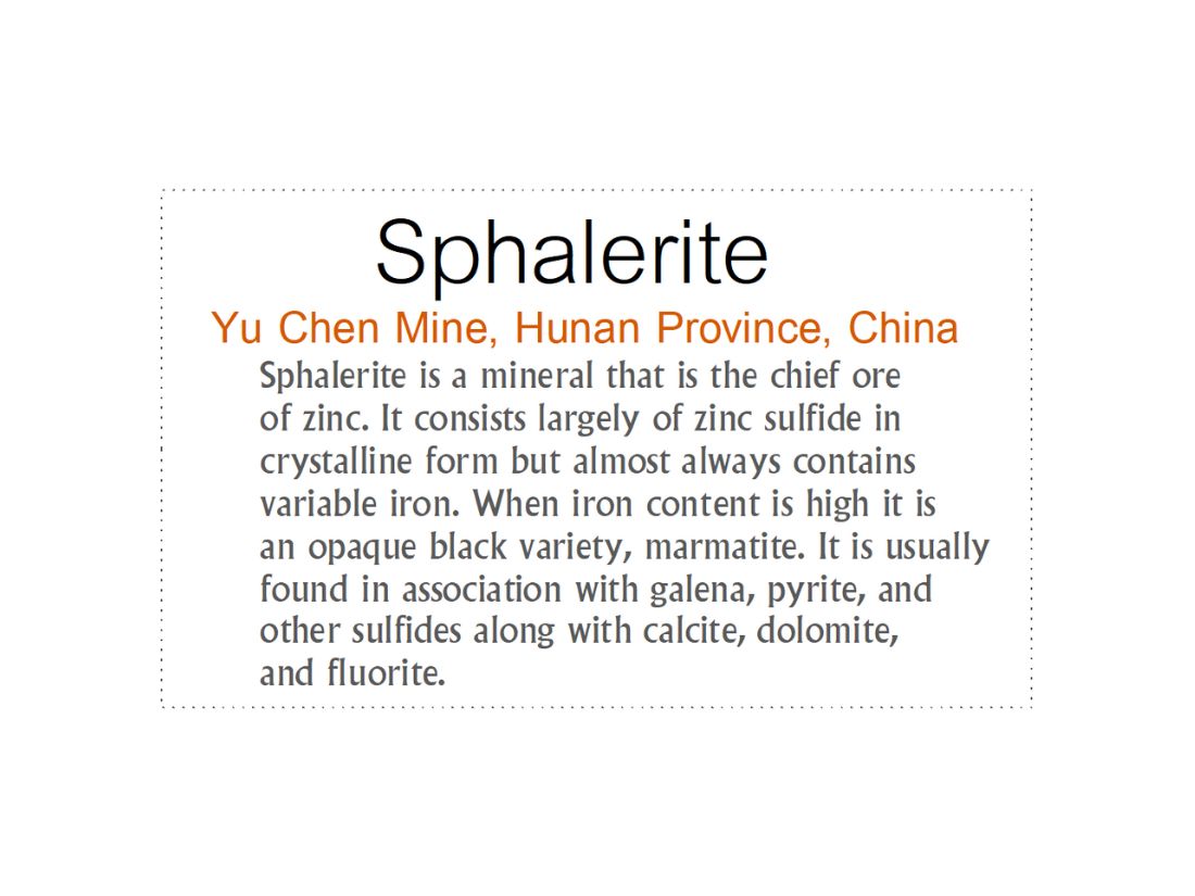 湖南省産 スファレライト ( 閃亜鉛鉱 ) / Sphalerite
