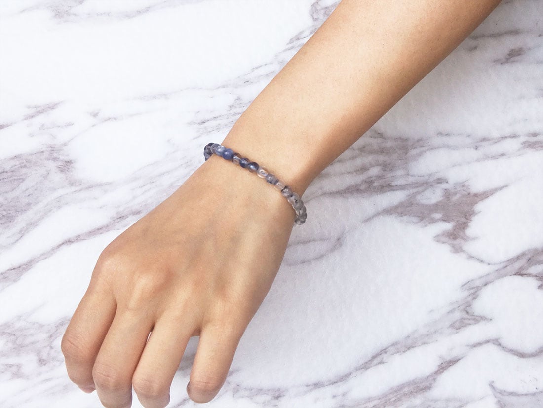 デュモルチェライトinクォーツ ☆5.5ミリ珠ブレスレット(SA) デュモルチェライトinクォーツ 5.5mmブレスレット