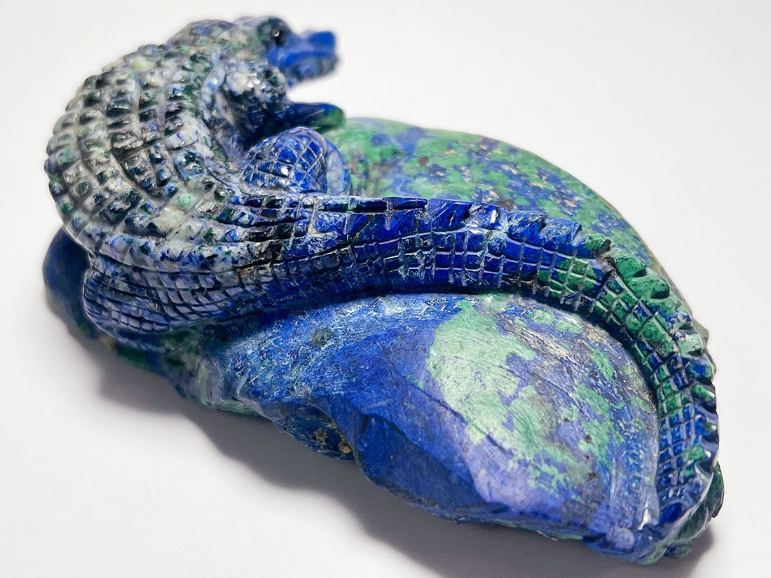 アウトレット】アズロマラカイト ワニ彫刻