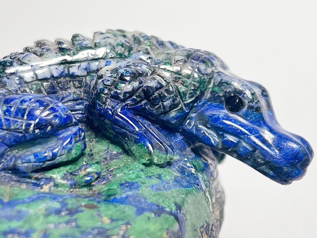 アウトレット】アズロマラカイト ワニ彫刻